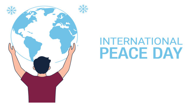 Person holding up a globe represents the global unity and advocacy for International Peace Day.