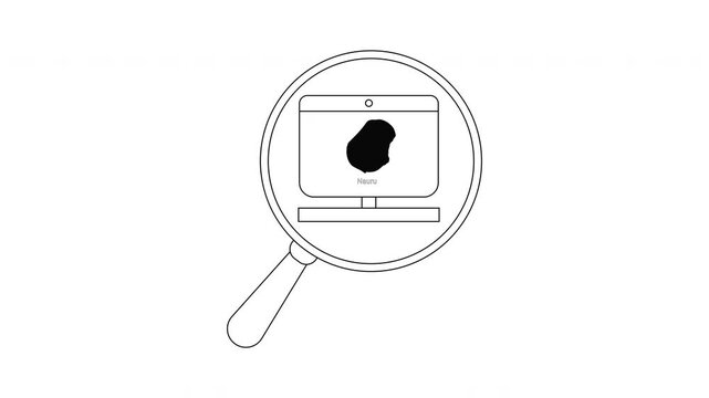 Magnifying Glass Over Computer Screen with Abstract Shape Line Art Animation.