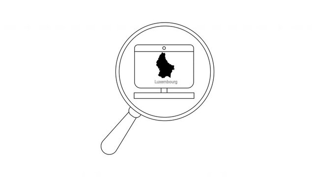 Magnifying Glass Over Computer Screen with Apple Logo and Macintosh Text - Line Art Animation.
