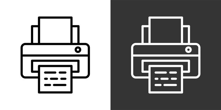 Printing Black And White Multiple Style Icon Set Collection Pack Vector Illustration 