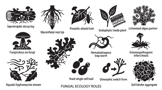 Fungal ecology roles, collection of diverse fungal interactions with environment and other organisms.