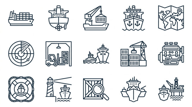 Maritime and Shipping Industry Icons