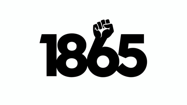 1865 Raised Fist Emblem, Black Vector Graphic, Social Justice Symbol, Activist Icon isolated on White Background