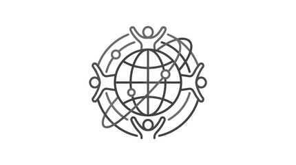 Global human network connectivity line icon on white background. © SLAMET BUDIONO