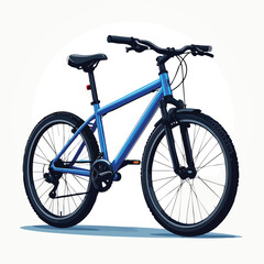 Fototapeta premium A vibrant blue mountain bike isolated on a clean white background.