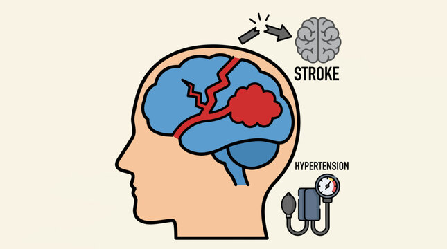 Hypertension and Stroke Brain Vessel Rupture Vector