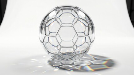 Naklejka premium Ultra realistic 3D CGI render of a soccer ball resting on wet concrete casting reflective puddles