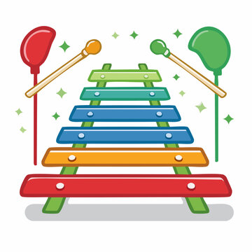 Colorful Xylophone with Mallets