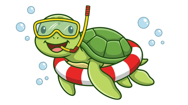 funny turtle swimming in water