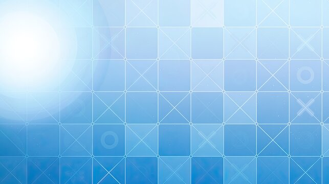 Bright, geometric blue grid with subtle tic-tac-toe elements and soft light