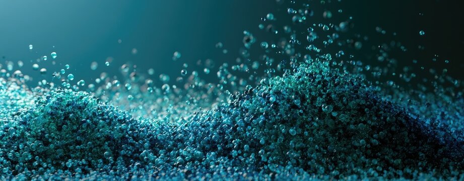 Textured blue particulate matter and airborne droplets suspended in a fluidic medium