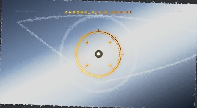 Futuristic hud interface with rotating golden chrono fluid engine animation