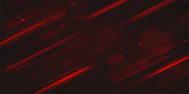 Abstract Red Technology Background with Neon Light Lines and Digital Pattern Design