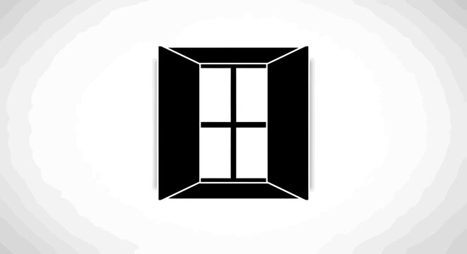 Black Silhouette of an Open Window Frame.