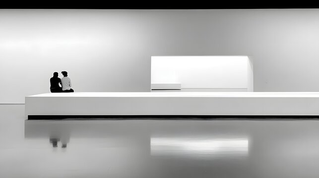 sitting across long table negotiating sensitive agreement in minimalist interior