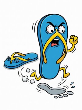 Angry Flip Flop Running Away from Foot