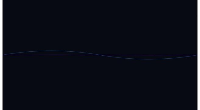 Minimalist abstract sine wave animation, pulsing neon light lines on dark animation background