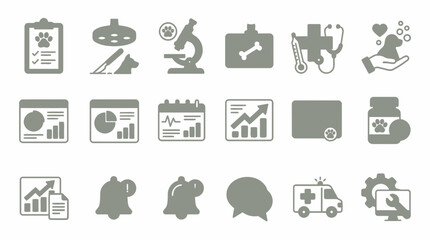 Fototapeta premium Diagnostic and monitoring icons for veterinary and medical practice management.