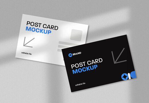 Realistic Postcard Mockup Template