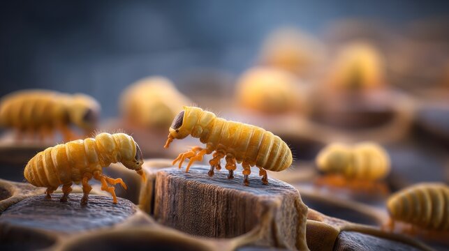 Insect larvae on textured surface