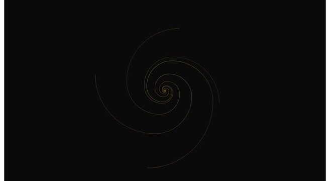 Minimalist golden spiral motion on animation black background, abstract geometric animation