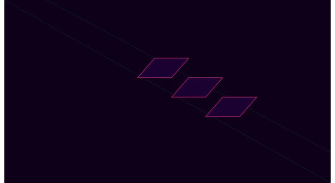Minimalist neon rhombus pattern motion animation background, with pulsing geometric shapes