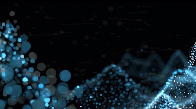 Abstract Digital Data Waves with Blue Particles