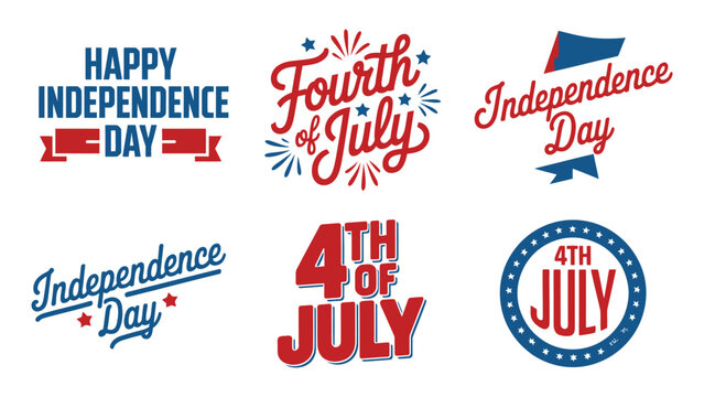 Independence day greeting labels and badges for 4th of july celebrations