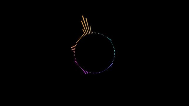Circular audio music sound spectrum equalizer animation. Audio waveform spectrum motion. Sound wave pattern 4k video.