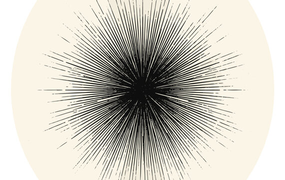Black lines radiating from center on cream background