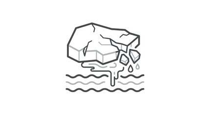 Melting glacier and climate change environmental impact line icon. © SHOLEH