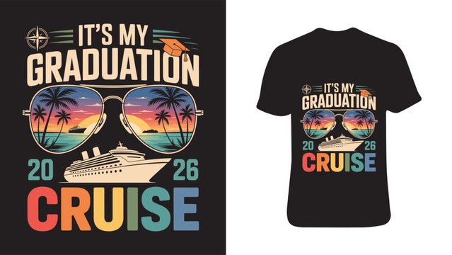 Graduation cruise t shirt design with sunglasses