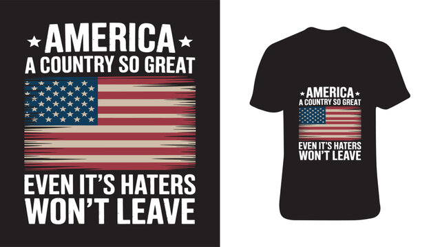 Patriotic american t shirt design with flag