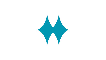Fototapeta premium An abstract teal graphic element featuring a stylized double four-pointed star or diamond motif with curved