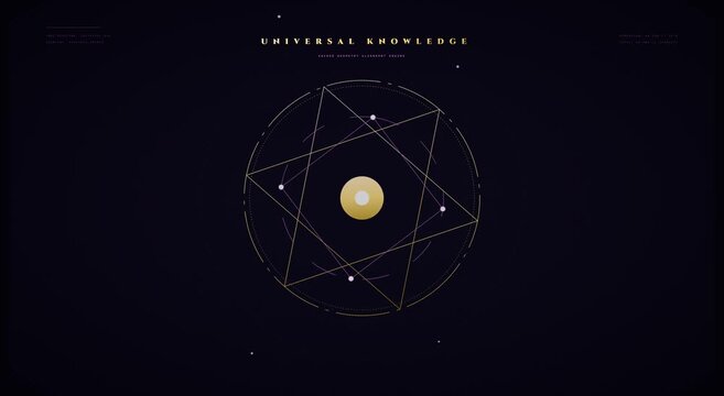 Sacred geometry motion background: golden hexagram and celestial orbits animation