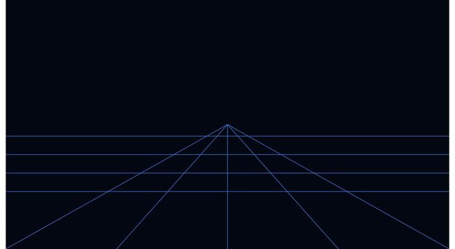 Abstract digital perspective grid animation background, with infinite horizon lines