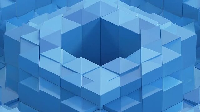 A blue geometric background with repeating triangular and square shapes