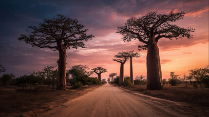 Fototapeta premium sunset on the road
