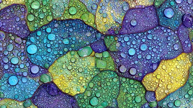 of flower petals with dew drops, vibrant colors, ultra fine detail