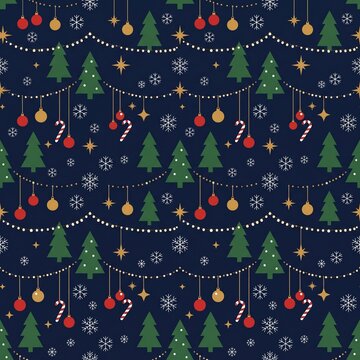 Christmas Tree and Snowflake Seamless Pattern