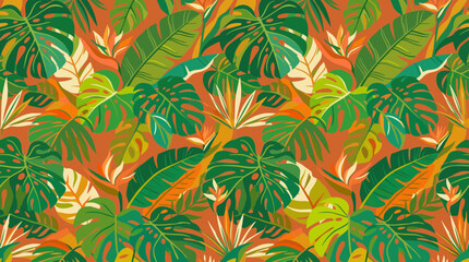 Fototapeta premium Vibrant Tropical Leaves Pattern Background.