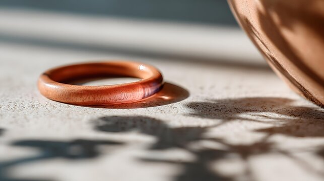 ring casting soft elliptical shadow on neutral background