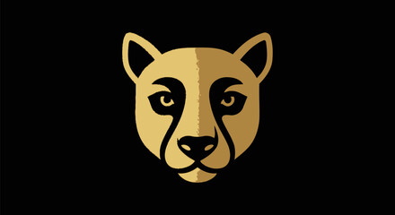 Golden cheetah head minimalist logo design © afriza