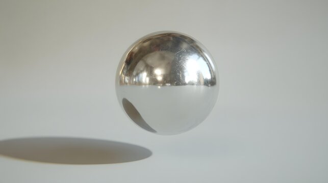 sphere above reflective surface with gentle reflection and soft shadow