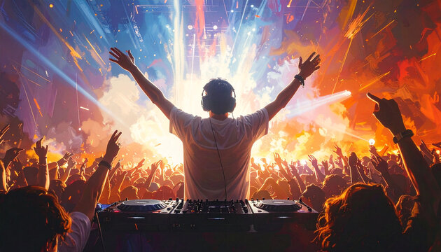 Dj performing concert crowd