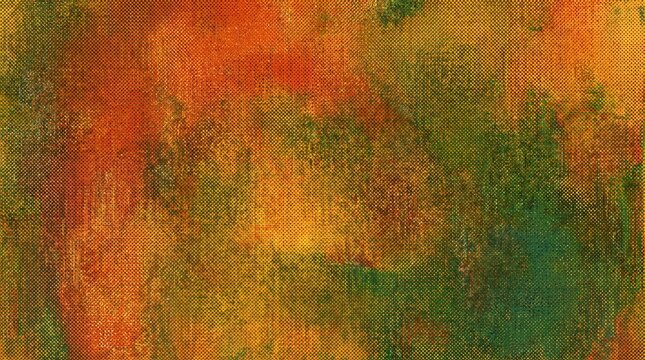 Distressed risograph halftone texture with burnt orange gold and forest green gradient