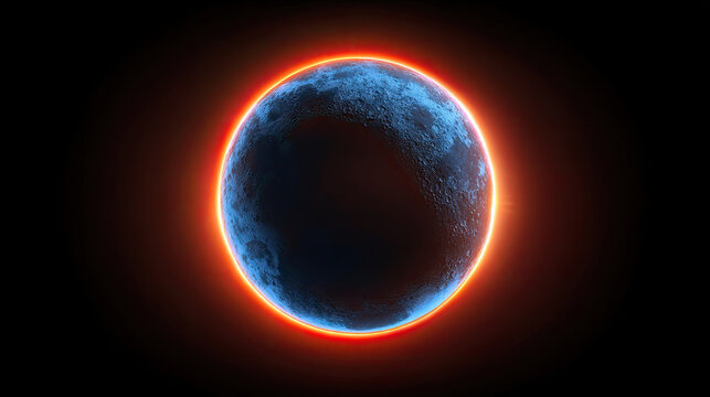 Glowing Planet with Orange Aura A Cosmic Vision of Space.