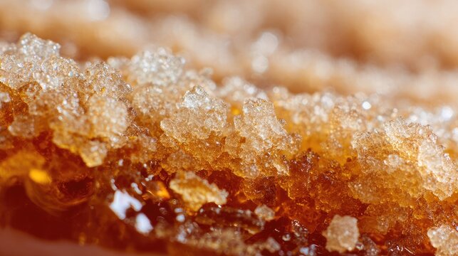 Macro detail of honey crystallization texture