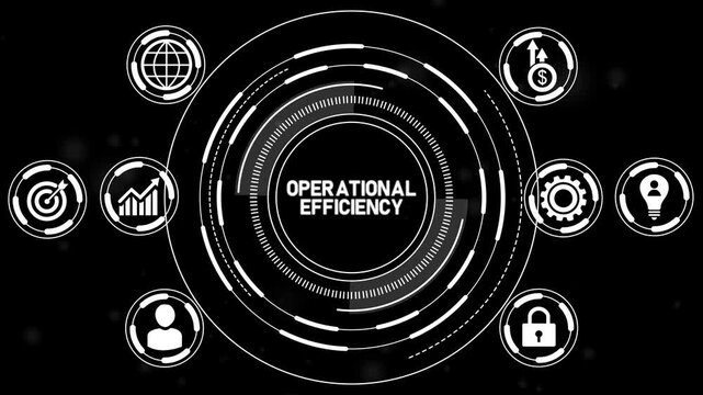 Operational efficiency concept for workflow optimization with icon of management, efficiency, logistics, procurement.4k Animation video.