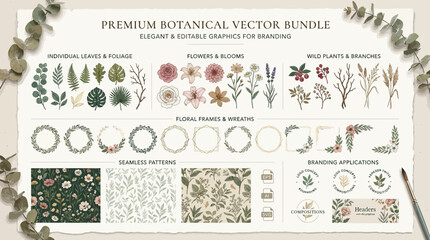 Vintage floral design set of labels and decorative decorative elements vector illustration set © Rizky